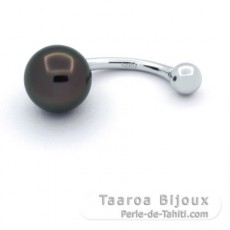 Piercing in Argento e 1 Perla di Tahiti Rotonda B/C 8.5 mm