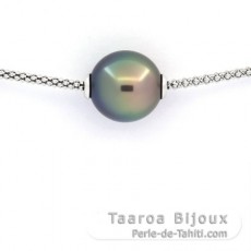 Collana in Argento e 1 Perla di Tahiti Semi-Baroccha B 12.4 mm