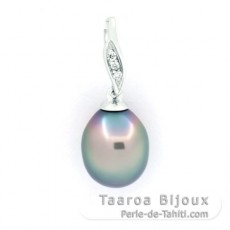 Ciondolo in Argento e 1 Perla di Tahiti Semi-Baroccha B 8.8 mm