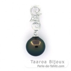 Ciondolo in Argento e 1 Perla di Tahiti Semi-Baroccha C 10.2 mm