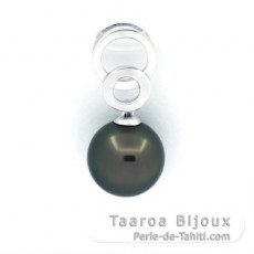 Ciondolo in Argento e 1 Perla di Tahiti Rotonda C 10.1 mm