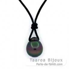 Collana in Cuoio e 1 Perla di Tahiti Semi-Baroccha B 10.4 mm