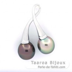 Ciondolo in Argento e 2 Perle di Tahiti Semi-Barocche C 9.9 mm