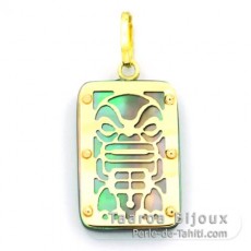 Ciondolo in Oro 18 K e Madreperla di Tahiti - Dimensioni = 18 X 12 mm - Mana