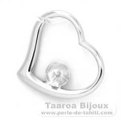 Ciondolo in Argento, placcato in Rodio, per 1 Perla di 8 a 10 mm
